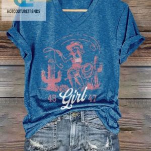 Cowgirl Vibes Funny Cactus Vneck Tee Yeehaw With Style hotcouturetrends 1 2