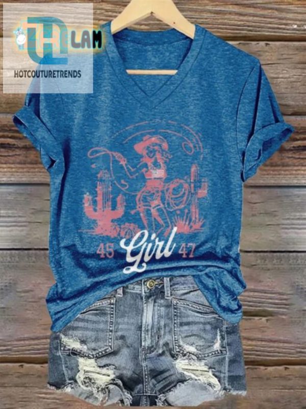 Cowgirl Vibes Funny Cactus Vneck Tee Yeehaw With Style hotcouturetrends 1 2