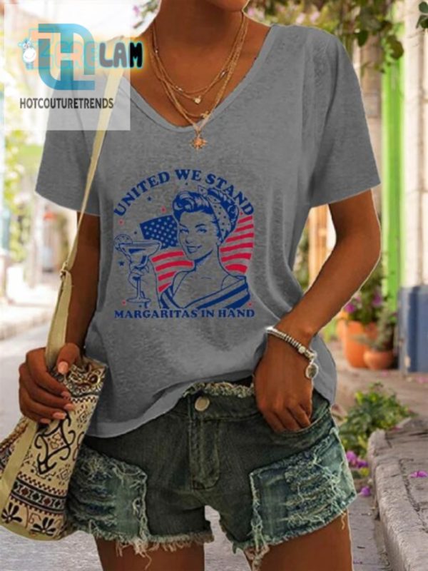 Funny Womens Tee United We Stand Margaritas In Hand hotcouturetrends 1