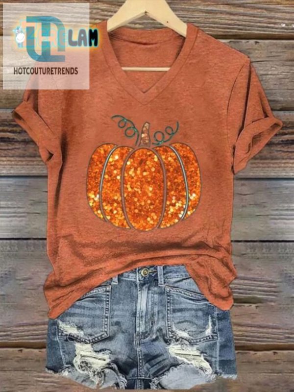 Sparkle Spice Womens Sequin Pumpkin Tshirt Fun hotcouturetrends 1