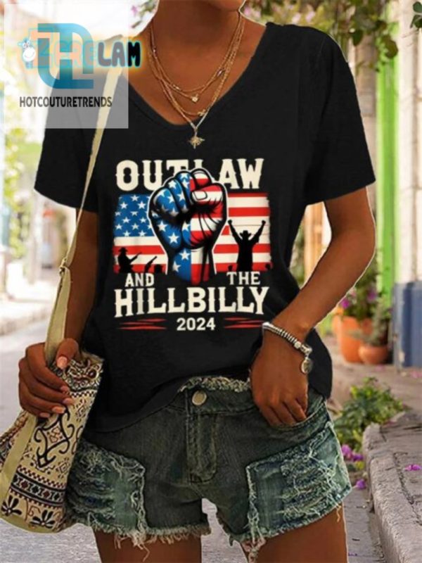 Unique Funny Outlaw Hillbilly Print Vneck Tshirt hotcouturetrends 1