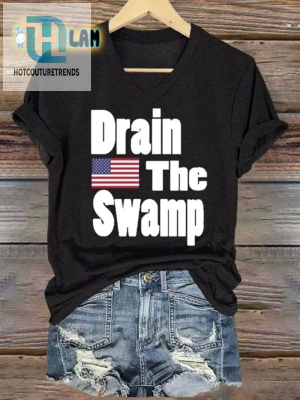 Funny Womens Tee Drain The Swamp Casual Print Tshirt hotcouturetrends 1