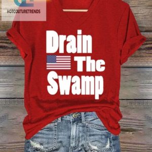 Funny Womens Tee Drain The Swamp Casual Print Tshirt hotcouturetrends 1 1