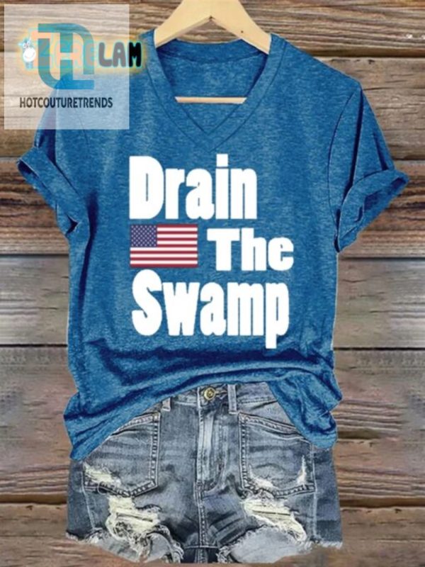 Funny Womens Tee Drain The Swamp Casual Print Tshirt hotcouturetrends 1 2