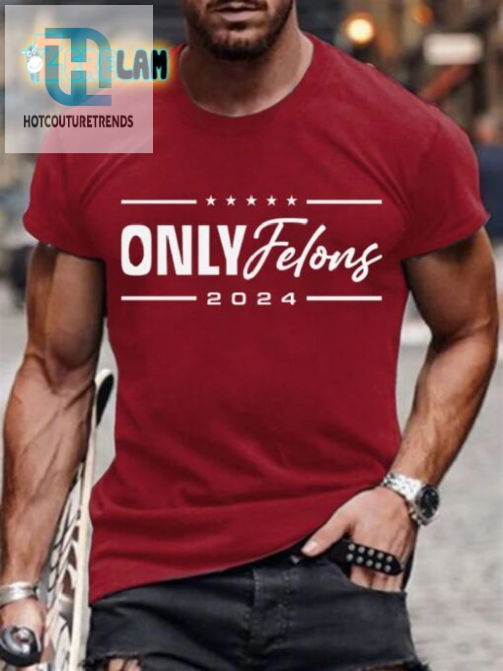 Mens Only Felons Tee Funny  Bold Casual Wear