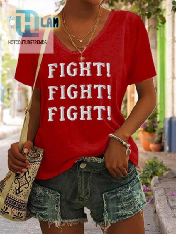 Punch Up Your Wardrobe Funny Vneck Fight Shirt For Women hotcouturetrends 1