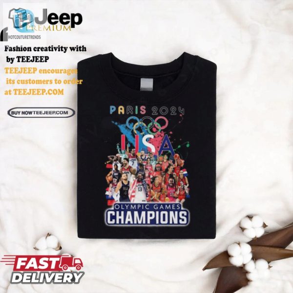 Epic Paris 2024 Usa Basketball Champs Tshirt Hoops Hilarity hotcouturetrends 1