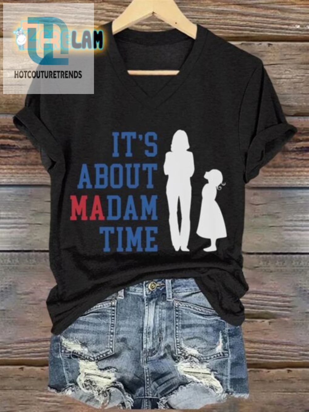 Womens Madam Time Funny Vneck Tee  Stand Out Style