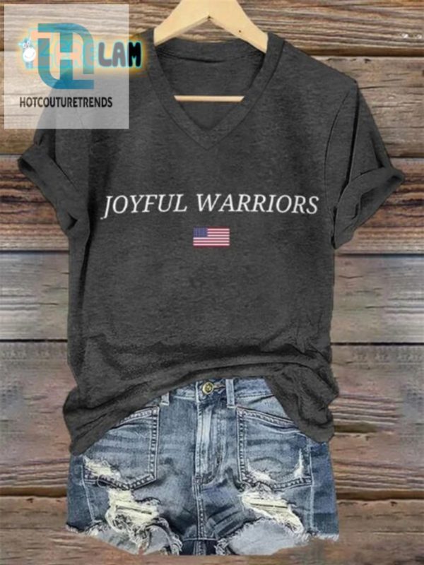 Womens Joyful Warriors Vneck Battle In Style Laughs hotcouturetrends 1