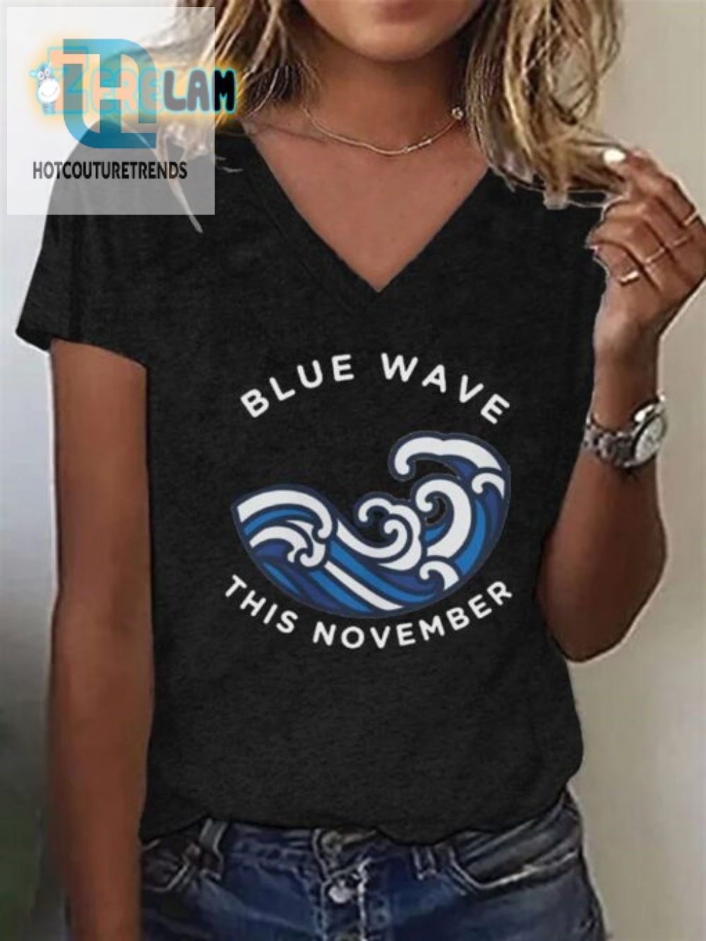 Elect To Laugh Womens Blue Wave Tee For November Fun