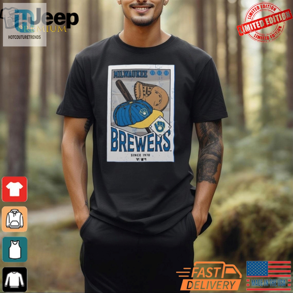 Get Up To Bat Funky Brewers Retro Logo Tee Sale