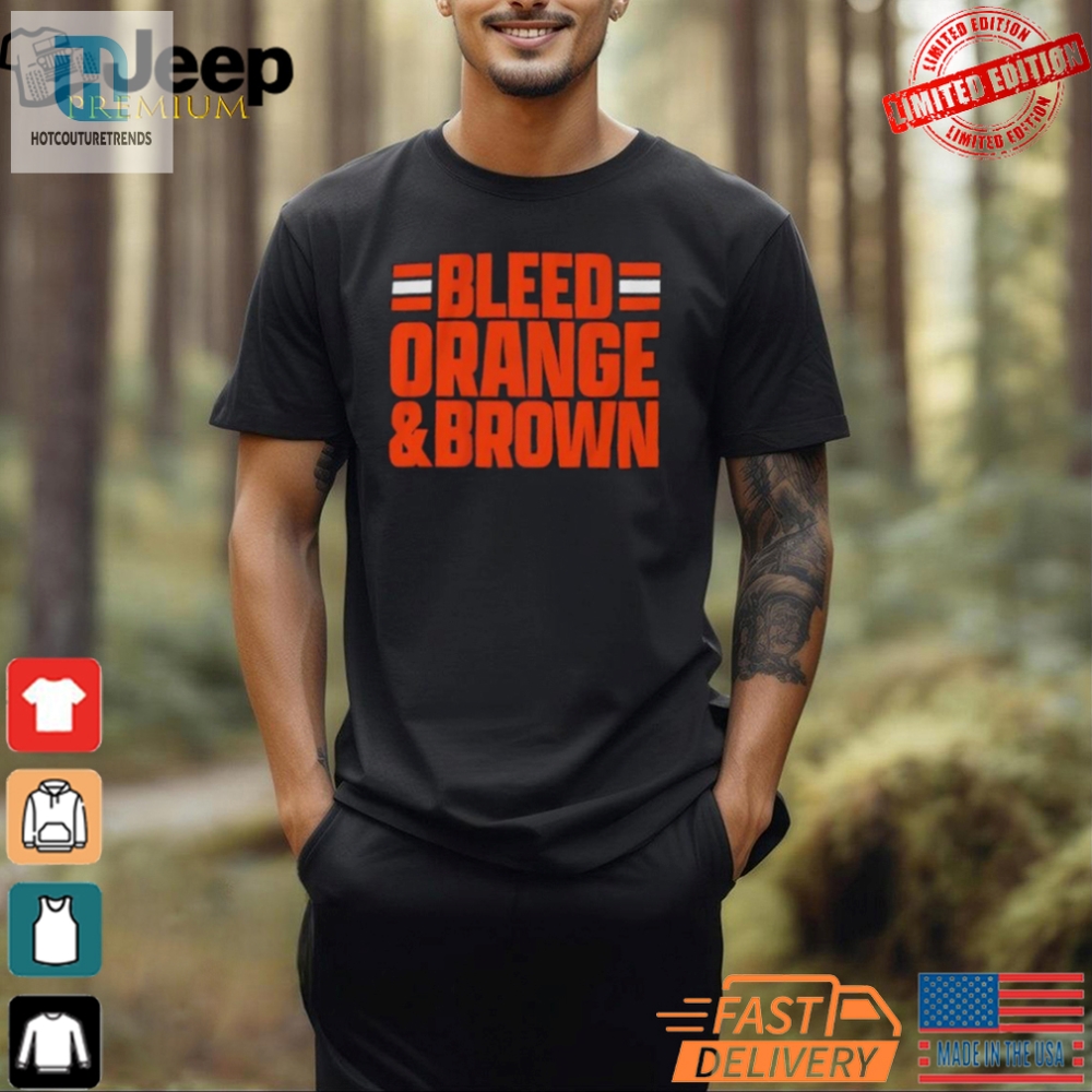 Funny Cleveland Browns Shirt Bleed Orange  Brown Fan Gear