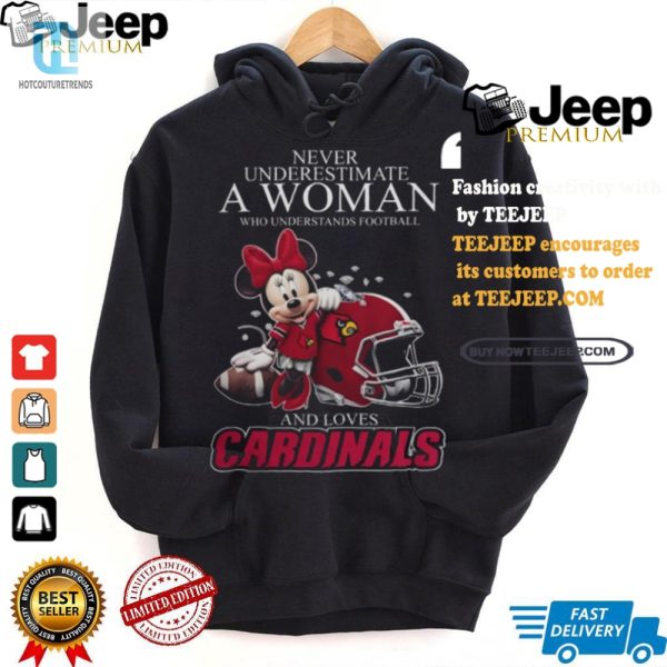 Funny Louisville Cards Minnie Mouse Football Tee For Women hotcouturetrends 1 2