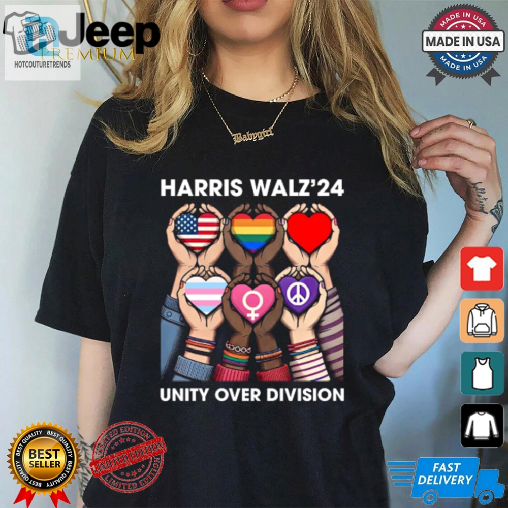 Elect Harris Waltz 2024 Unity Over Division Tee  Funny  Unique