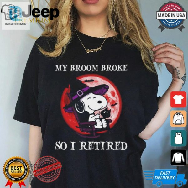 Funny My Broom Broke Snoopy Halloween Tshirt Unique Design hotcouturetrends 1 3