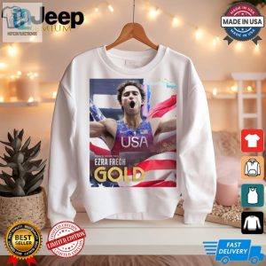 Ezra Frech Gold Tshirt Paris 2024 Poster Mens 100M T63 Fun hotcouturetrends 1 1