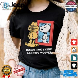 Funny Snoopy Garfield Two Wolves 2024 Tshirt Limited Edition hotcouturetrends 1 2