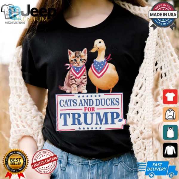 Quirky Cats Ducks For Trump 2024 Tee Purrfectly Unique hotcouturetrends 1