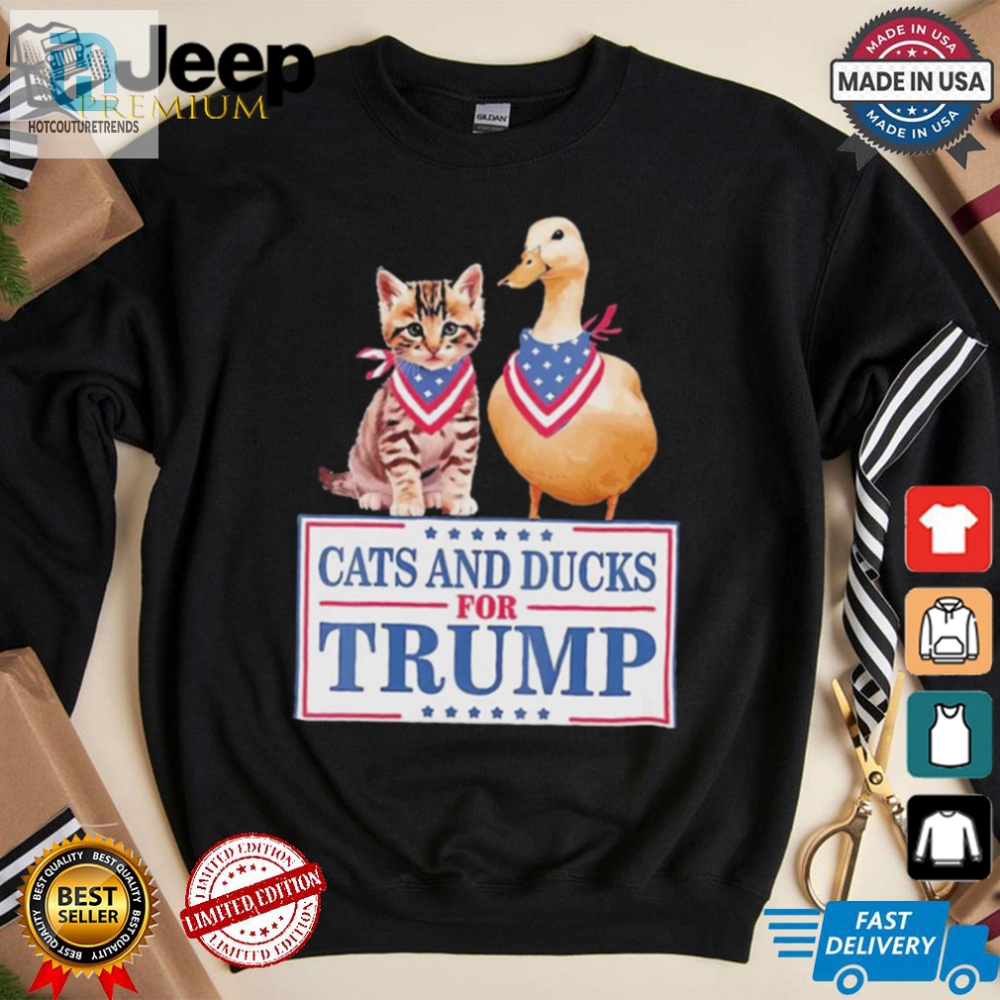 Quirky Cats  Ducks For Trump 2024 Tee  Purrfectly Unique