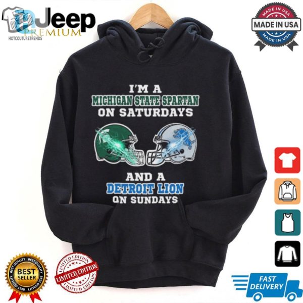 Funny Michigan Spartan Detroit Lion Helmet Shirt Weekend Fan hotcouturetrends 1 2