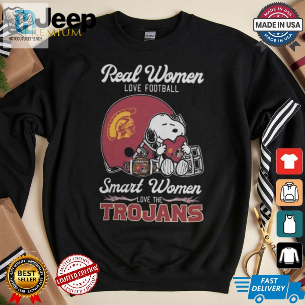 Real Women Love Football  Funny Usc Trojans Snoopy Shirt