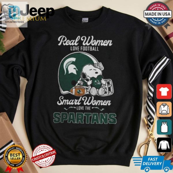 Funny Spartans X Snoopy 2024 Tshirt Real Smart Women hotcouturetrends 1 1