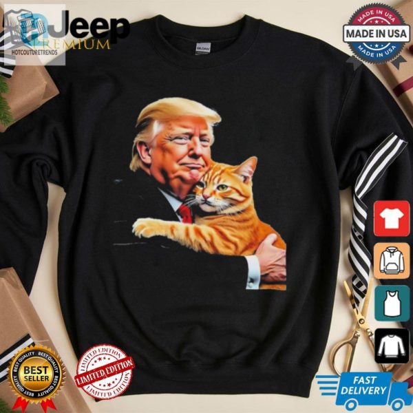 Funny Trump Hugging Orange Cat 2024 Meme Tshirt hotcouturetrends 1 1