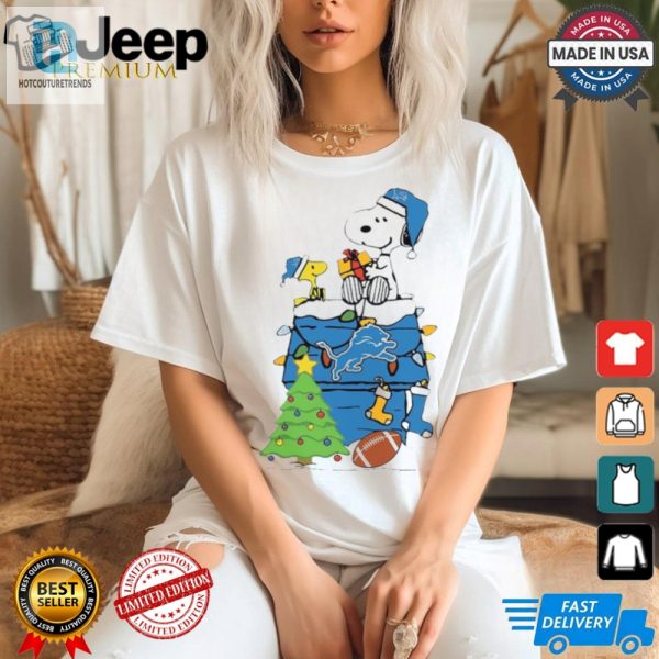 Snoopy Woodstock Lions Xmas 2024 Tee Detroit Humor Gift hotcouturetrends 1 1