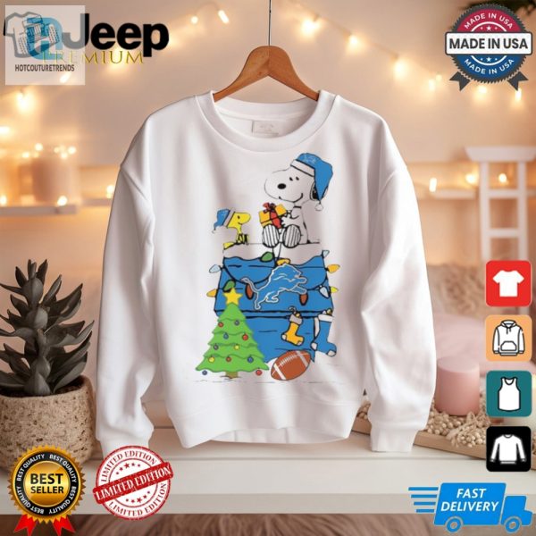 Snoopy Woodstock Lions Xmas 2024 Tee Detroit Humor Gift hotcouturetrends 1 2