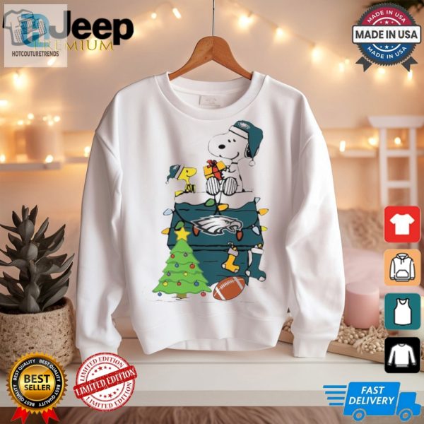 Eagles Xmas 2024 Snoopy Woodstock Laughter Tee hotcouturetrends 1 2