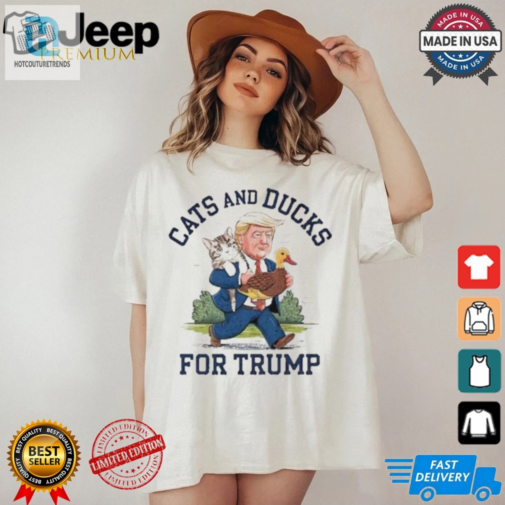 Trump 2024 Funny Cats  Ducks Tshirt For Pet Lovers