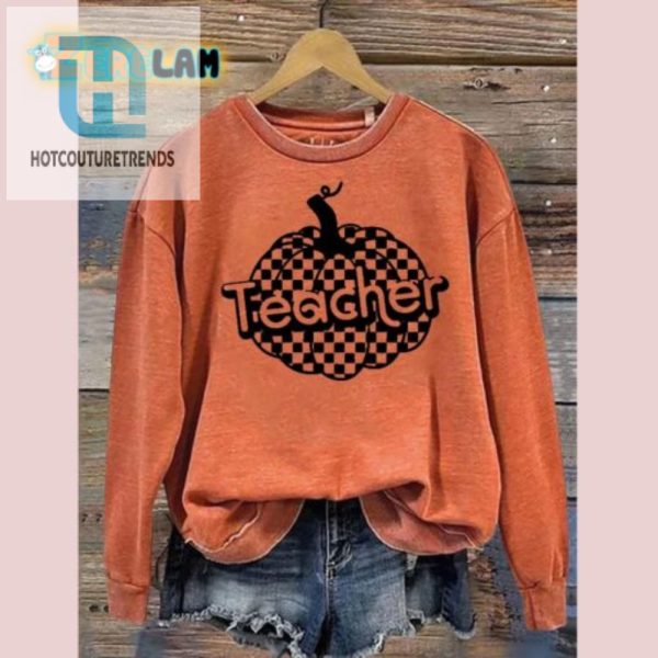 Spooky Chic Checkered Teacher Halloween Sweatshirt Fun hotcouturetrends 1 1