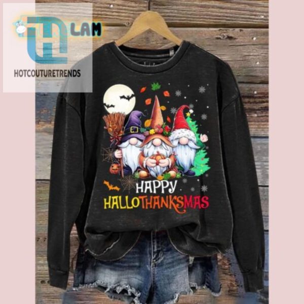 Funny Hallothanksmas Gnome Sweatshirt Halloween To Xmas Fun hotcouturetrends 1 1