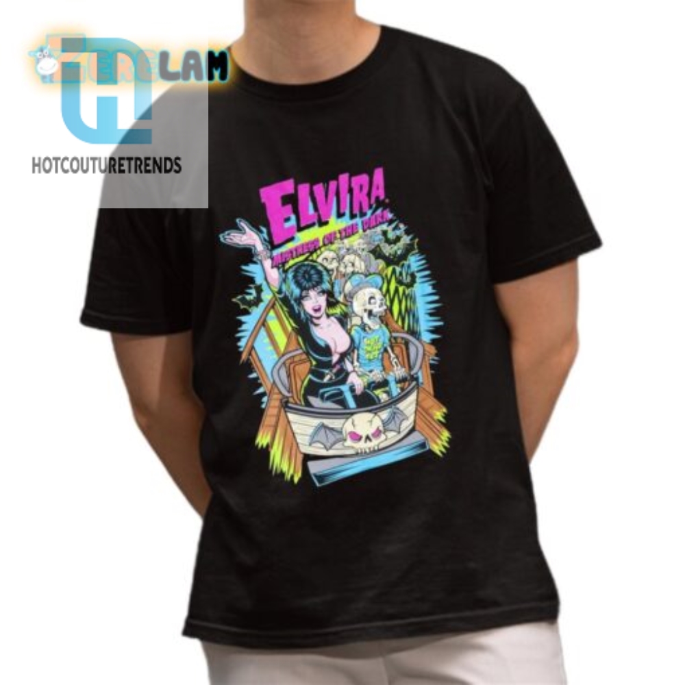 Get Ghostly Laughs Elvira Ghostcoaster Mens Tshirt