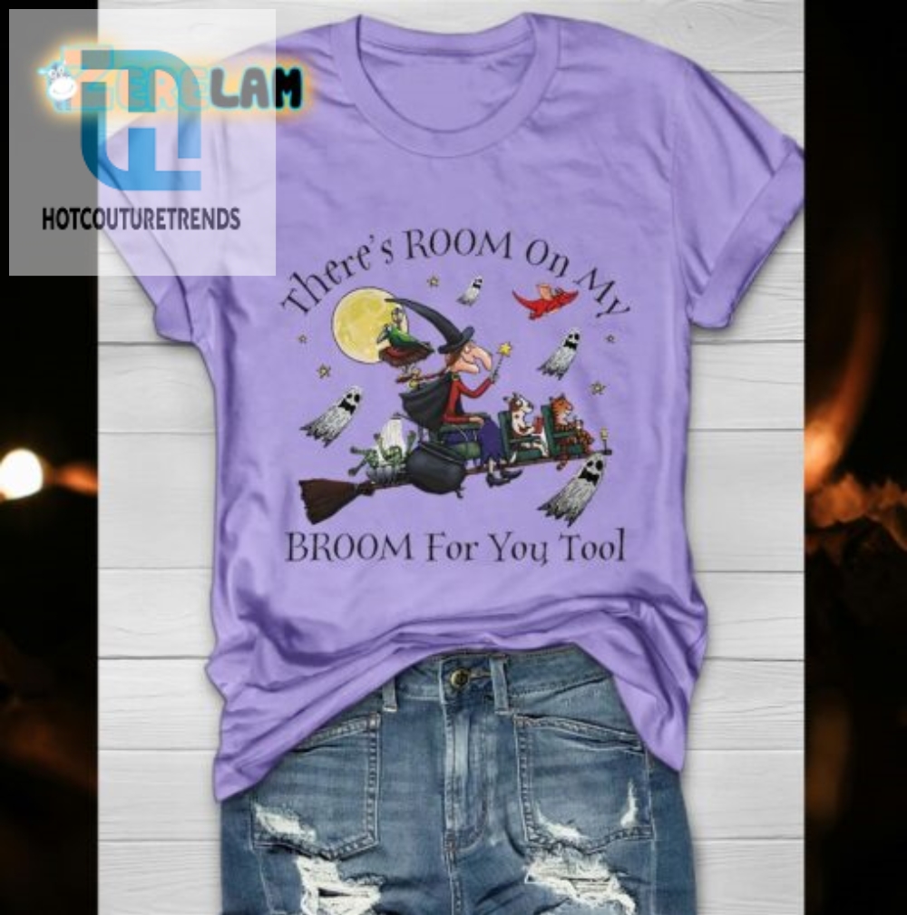 Spooky  Funny Witch Pet Halloween Art Tshirt  Hop On