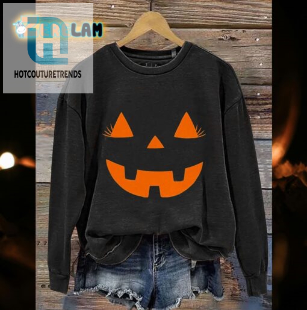 Funny Pumpkin Face Sweatshirt  Perfect For Halloween Fun