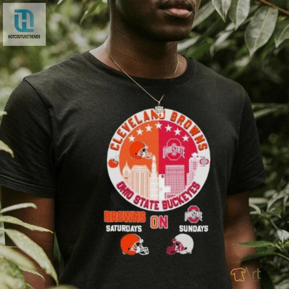 Cleveland Browns On Saturdays X Ohio State Buckeyes Vintage Skyline Shirt 