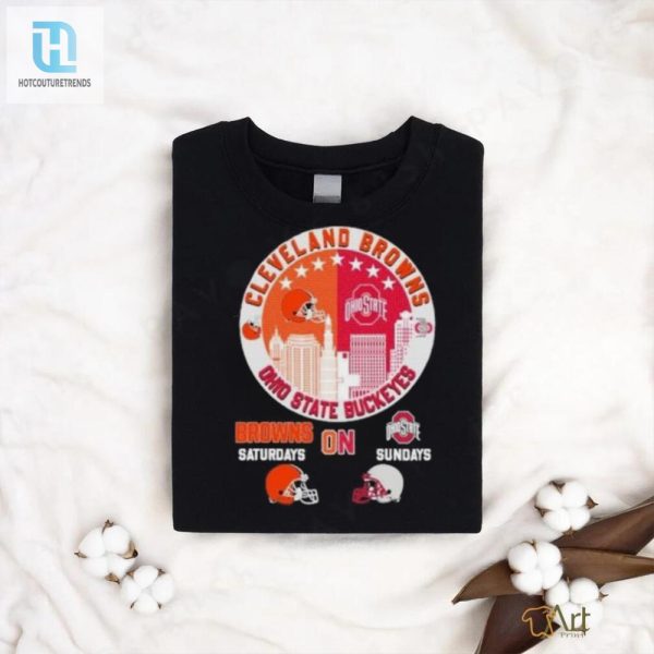 Cleveland Browns On Saturdays X Ohio State Buckeyes Vintage Skyline Shirt hotcouturetrends 1 2