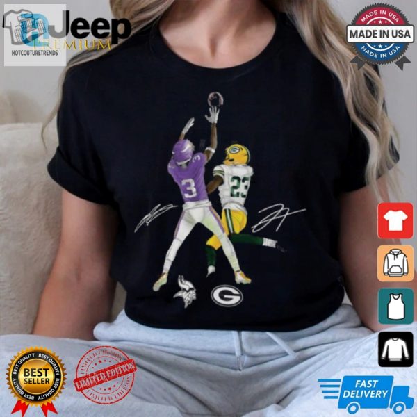 Jordan Addison Jaire Alexander Charcoal Minnesota Vikings Vs. Green Bay Packers Border Battle Player Shirt hotcouturetrends 1