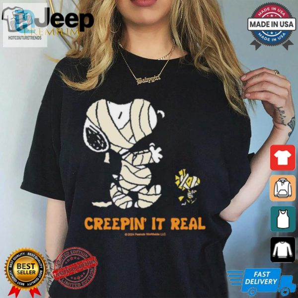 Creepin It Real Peanuts Snoopy Woodstock Mummy T Shirt hotcouturetrends 1 2