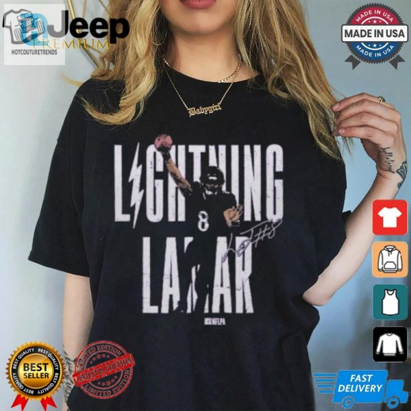 Lightning Lamar Jackson Baltimore Ravens Touchdown Leap Shirt hotcouturetrends 1 2