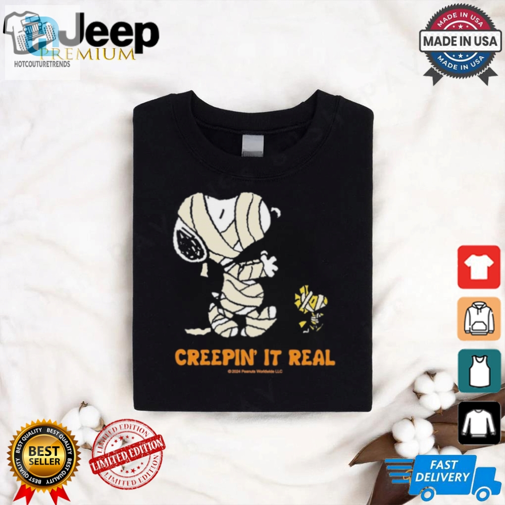 Creepin It Real Peanuts Snoopy  Woodstock Mummy T Shirt 