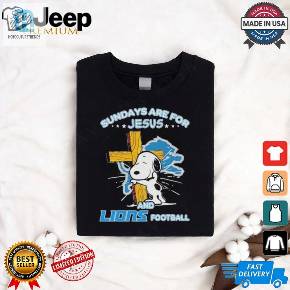 Official Snoopy Sundays Are For Jesus And Detroit Lions Football Shirt 