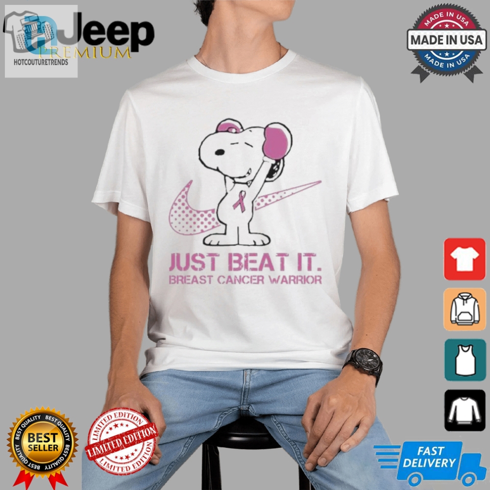 Snoopy Breast Cancer Warrior Just Beat It 2024 T Shirt White 