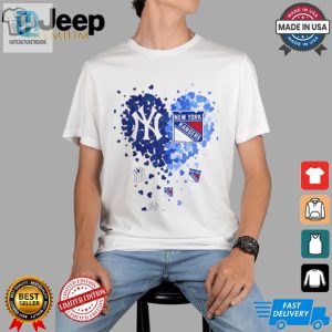 New York Yankees And New York Rangers Heart Tiny 2024 T Shirt White hotcouturetrends 1 1