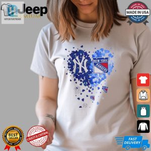 New York Yankees And New York Rangers Heart Tiny 2024 T Shirt White hotcouturetrends 1 3