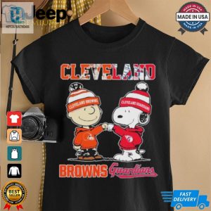 Peanuts Snoopy And Charlie Brown Cleveland Browns X Cleveland Guardians Shirt hotcouturetrends 1 2