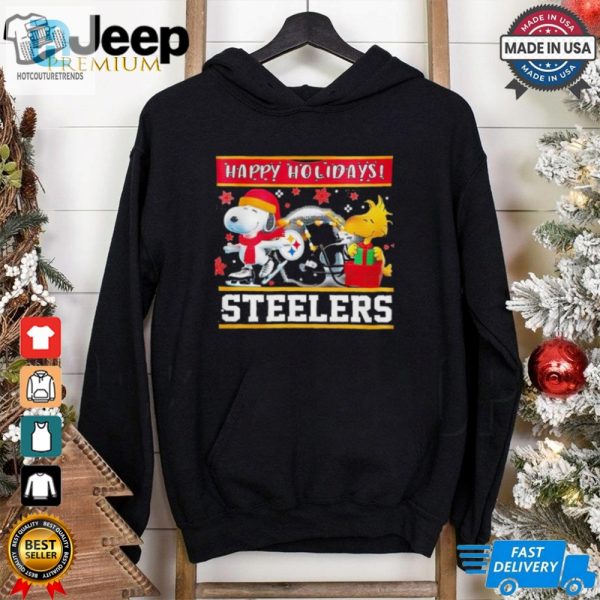 Pittsburgh Steelers Snoopy And Woodstock Happy Holidays Shirt hotcouturetrends 1