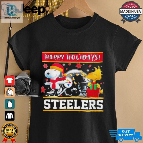 Pittsburgh Steelers Snoopy And Woodstock Happy Holidays Shirt hotcouturetrends 1 1