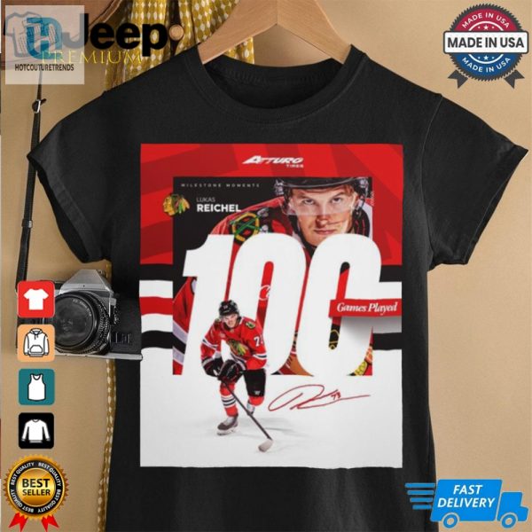 Nhl Chicago Blackhawks Lukas Reichel 100 Games Played Signature Poster T Shirt hotcouturetrends 1 1